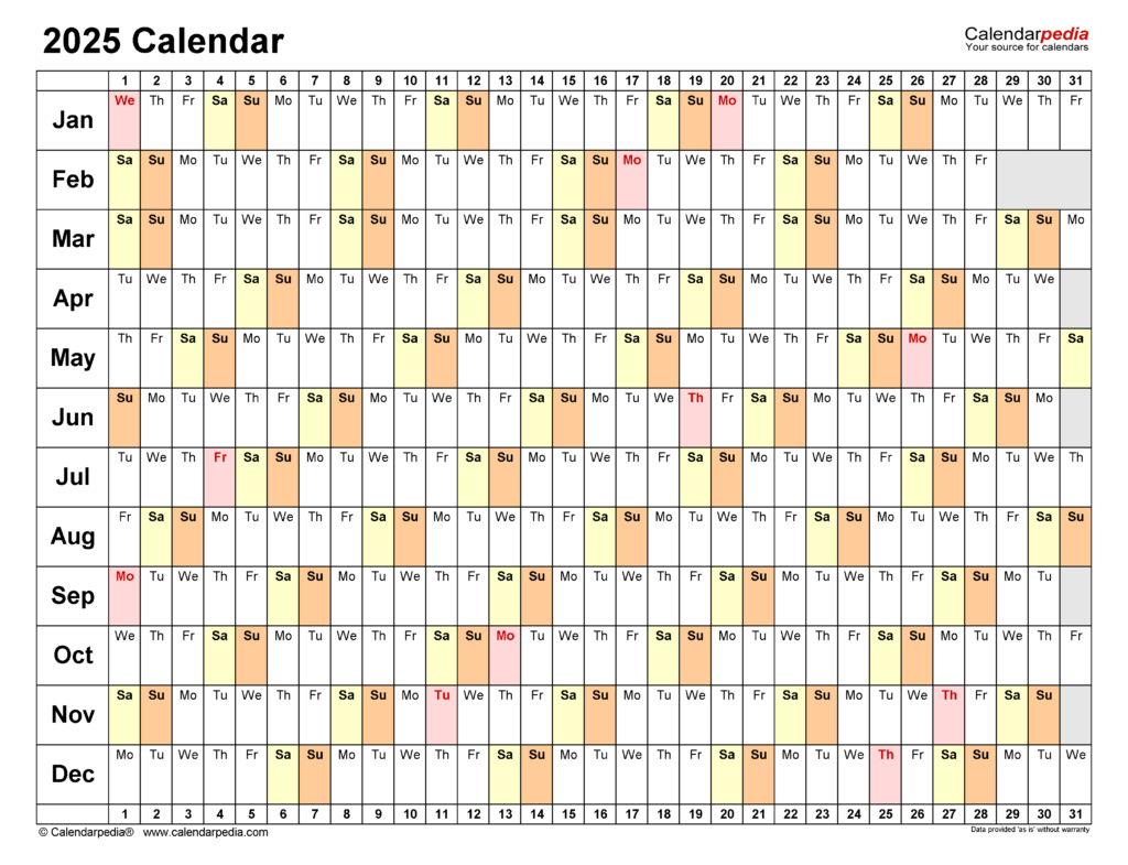 Print Year Calendar 2025 Free Template Amanda Alsop