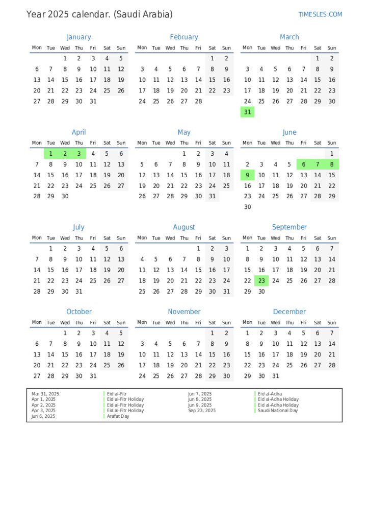 Saudi Arabia School Calendar 2025 Comprehensive Overview And Important 