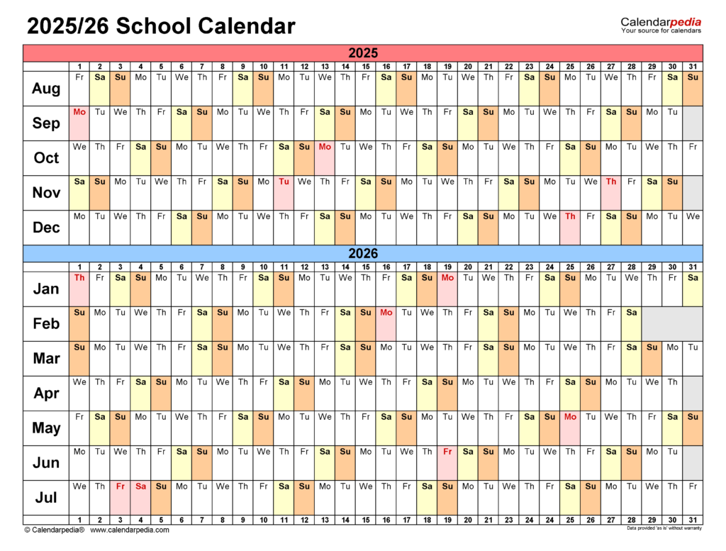 School Calendar 2025 2026 A Comprehensive Overview Editable Calendar 