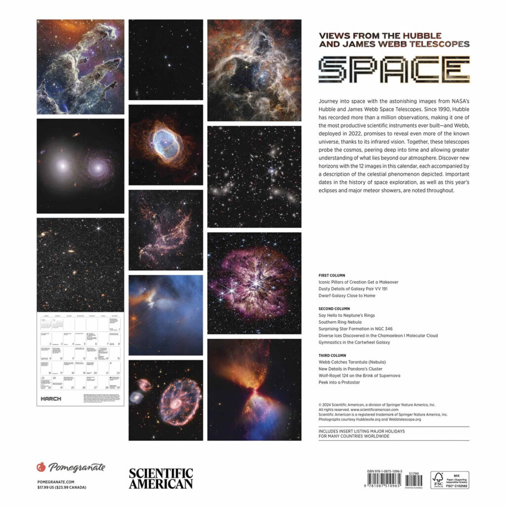 Space Views From The Hubble Telescope Calendar 2025