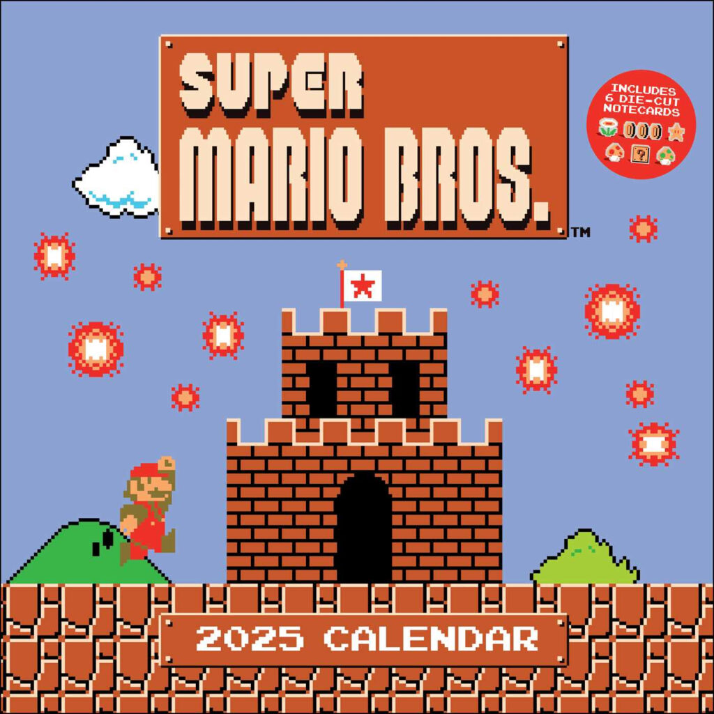 Super Mario Bros 8 Bit Retro 2025 Wall Calendar With Bonus Diecut 