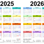 Two Year Calendars For 2025 And 2026 UK For Microsoft Excel