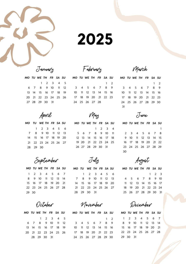 White And Beige Elegant Calendar 2025 Poster Templates By Canva Artofit