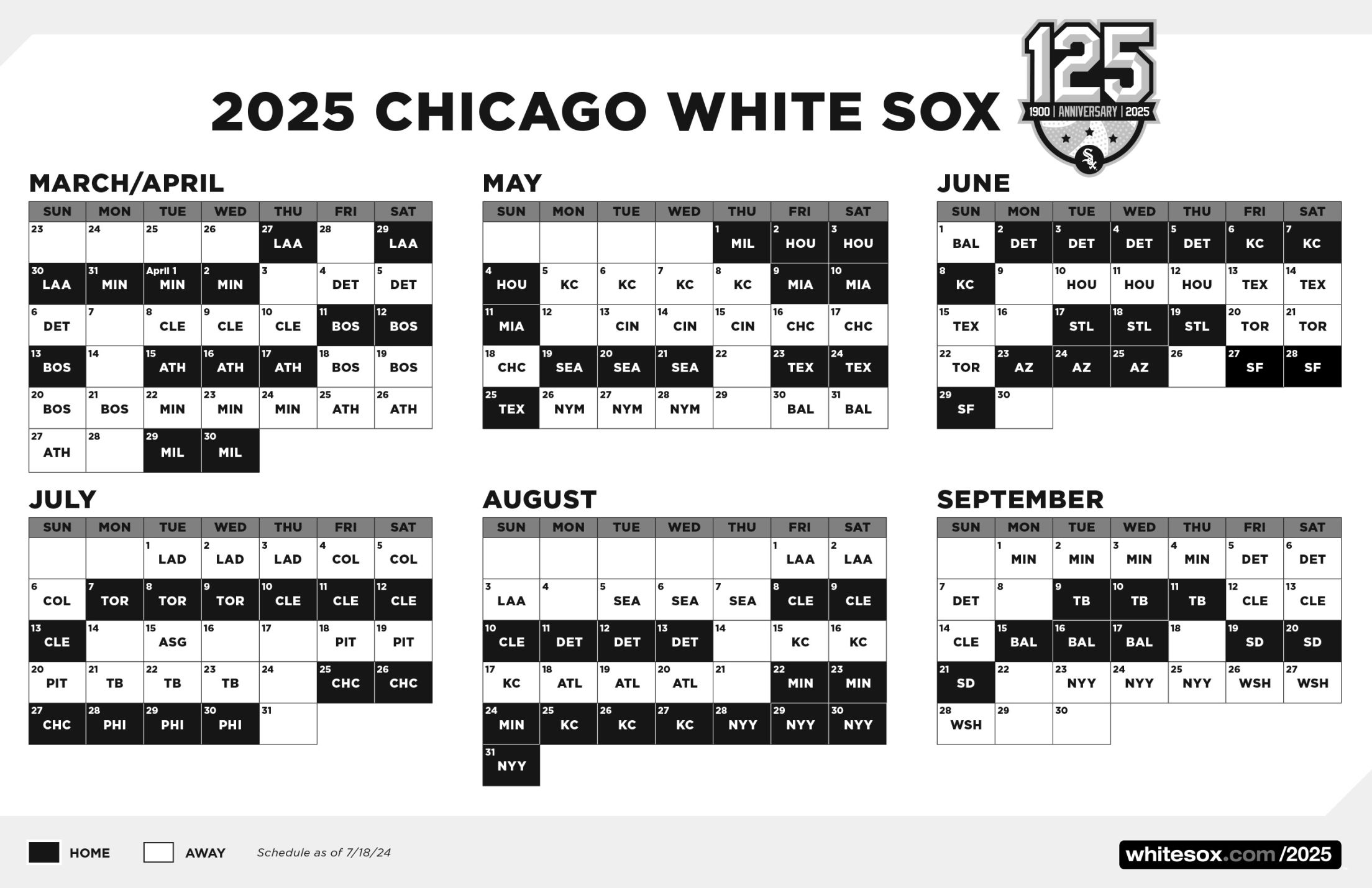 White Sox Printable Schedule Chicago White Sox